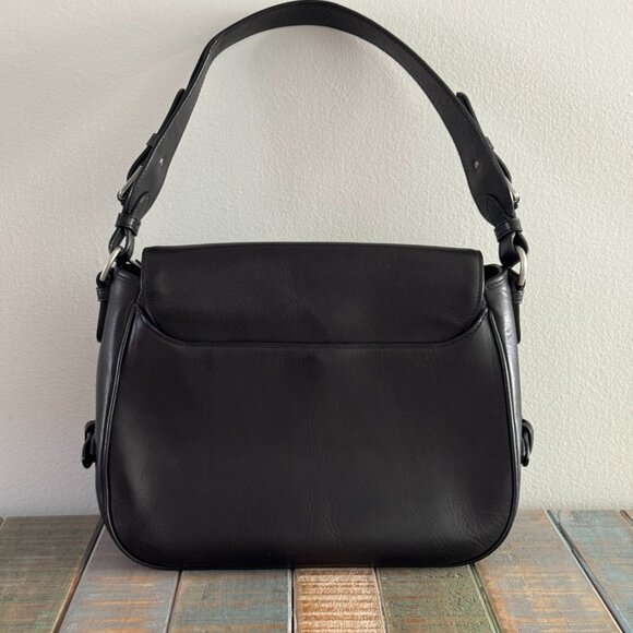 NWOT Polo Ralph Lauren black leather saddle bag with buckle - Picture 6 of 12